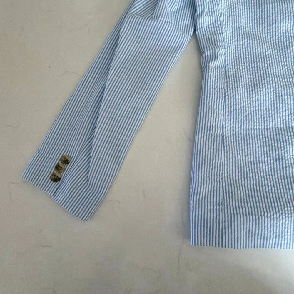 Janie and Jack The Seersucker Blazer Light Blue Stripe Size 16